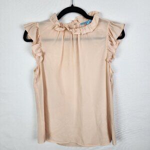 Antonio Melani Ruffle Neck and Sleeve 100% Silk Tank Top SIZE EXTRA SMALL‎